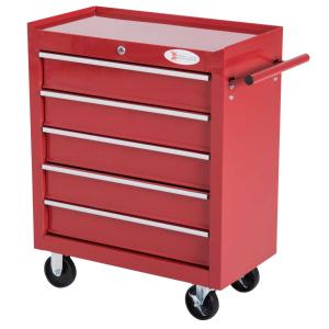Durhand Roller Tool Cabinet, 5 Drawers-Red