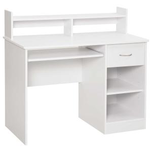 HOMCOM Modern Wooden Computer Desk Workstation with Keyboard Tray, Drawer & Monitor Stand for Home Office, Study
