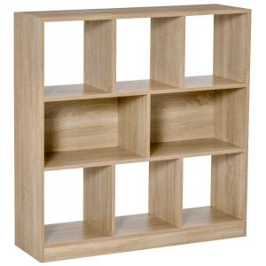 HOMCOM Storage Shelf 3-Tier Bookcase Display Rack Home Organizer for Home Office, Living Room, Playroom, Oak