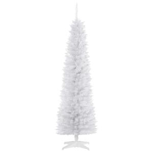 HOMCOM 1.8m 6ft Artificial Pine Pencil Slim Tall Christmas Tree with 390 Branch Tips Xmas Holiday Décor with Stand White
