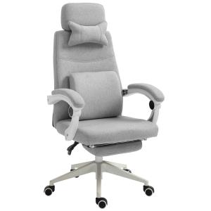 Vinsetto High Back Office Chair Modern Adjustable Reclining Executive Swivel Computer Desk Seat with Armrest and Footrest, Grey