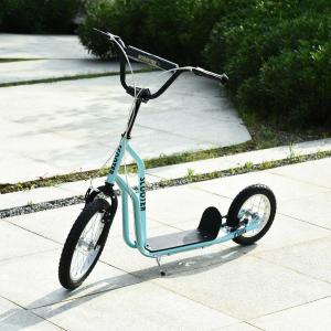 HOMCOM Youth Scooter Front and Rear Caliper Dual Brakes 16-Inch Inflatable Front Wheel Ride On Toy For Age 5+