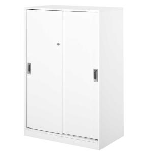 HOMCOM File Cabinet Office Storage Cupboard 2 Sliding Door 3 Shelves Locking Bookcase Shelving Unit 80x40x120cm
