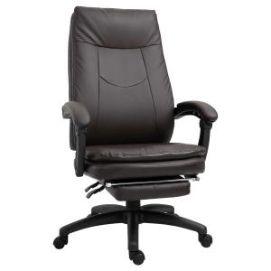 Vinsetto HOMCOM High Back Reclining Office chair Executive Rolling Swivel Computer Desk Chair with Retractable Footrest Brown