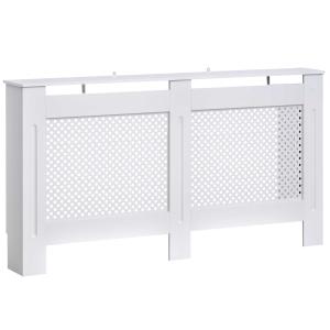 HOMCOM Wooden Radiator Cover Heating Cabinet Modern Home Furniture Grill Style White Painted (Large)
