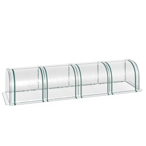 Outsunny PVC Tunnel Greenhouse Green Grow House Steel Frame for Garden Backyard with Zipper Doors 400x100x80 cm Transparent