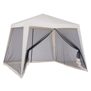 Outsunny 3 x 3 meter Outdoor Garden Gazebo Canopy Tent Sun Shade Event Shelter with Mesh Screen Side Walls White