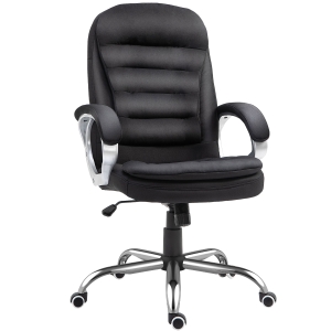 Vinsetto Lumbar Support Adjustable Height Office Chair Rock 360° Rolling Black